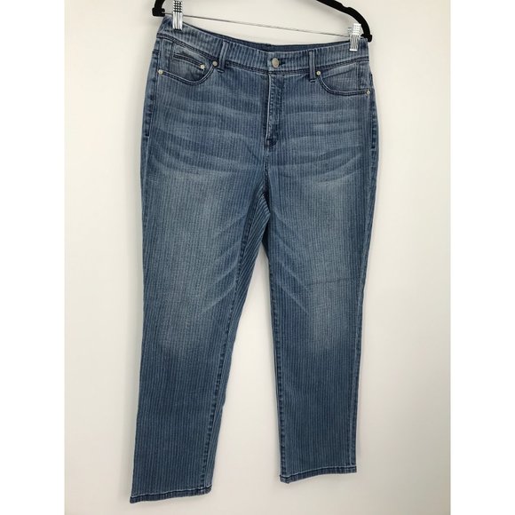 Chico's So Slimming Girlfriend Stretch Striped Crop Jean Size 1 (8) - Picture 2 of 5